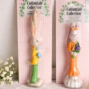 Easter Bunny Figurines Cottontale Collection VTG Set of 2 Tall Rabbits Skinny